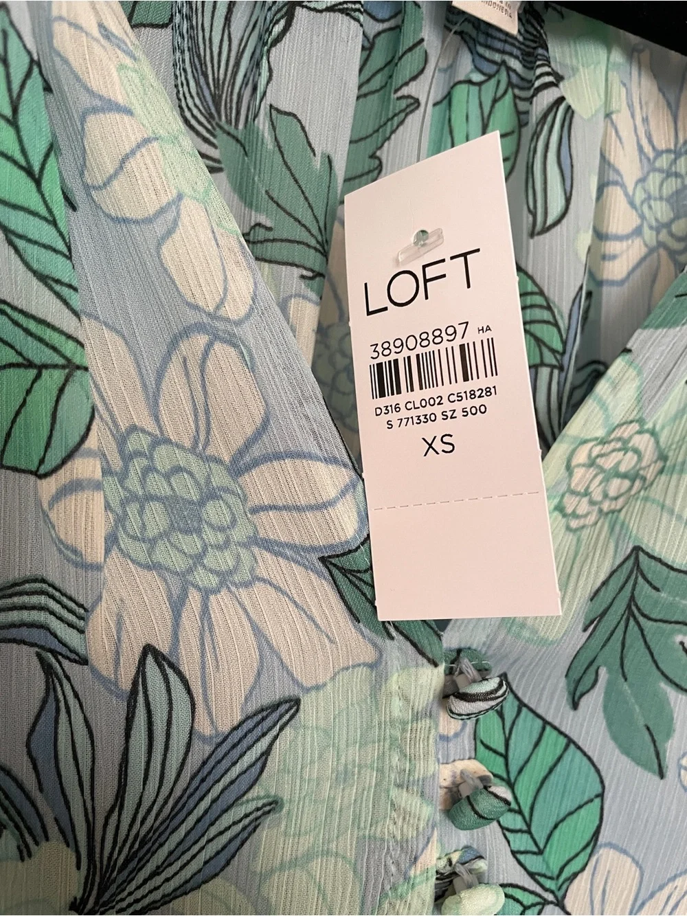 LOFT Floral Long Sleeve Tiered Maxi Dress Peace Blue Flowers Flowy Feminine Boho - Picture 5 of 7
